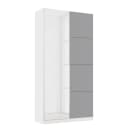 Drehtürenschrank 91cm Weiß/Graphit/Glas Weiß | Weiß