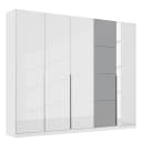 Drehtürenschrank 226cm Weiß/Hochglanz Weiß/Grau | Weiß