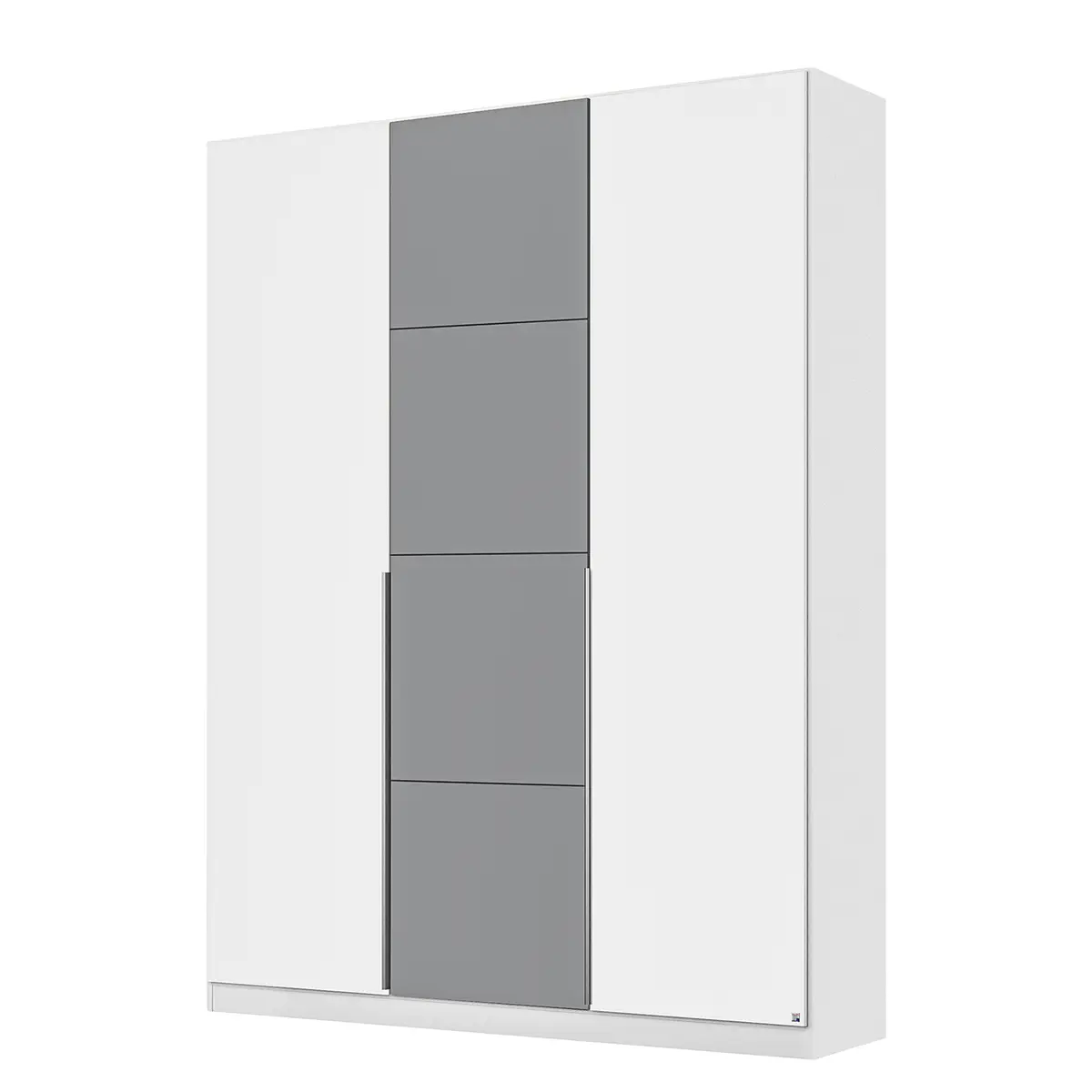Drehtürenschrank 136cm Weiß/Alpinweiß/Grau | Weiß