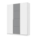 Drehtürenschrank 136cm Weiß/Alpinweiß/Grau | Weiß