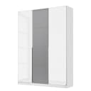 Drehtürenschrank 136cm Weiß/Graphit/Glas Weiß | Weiß