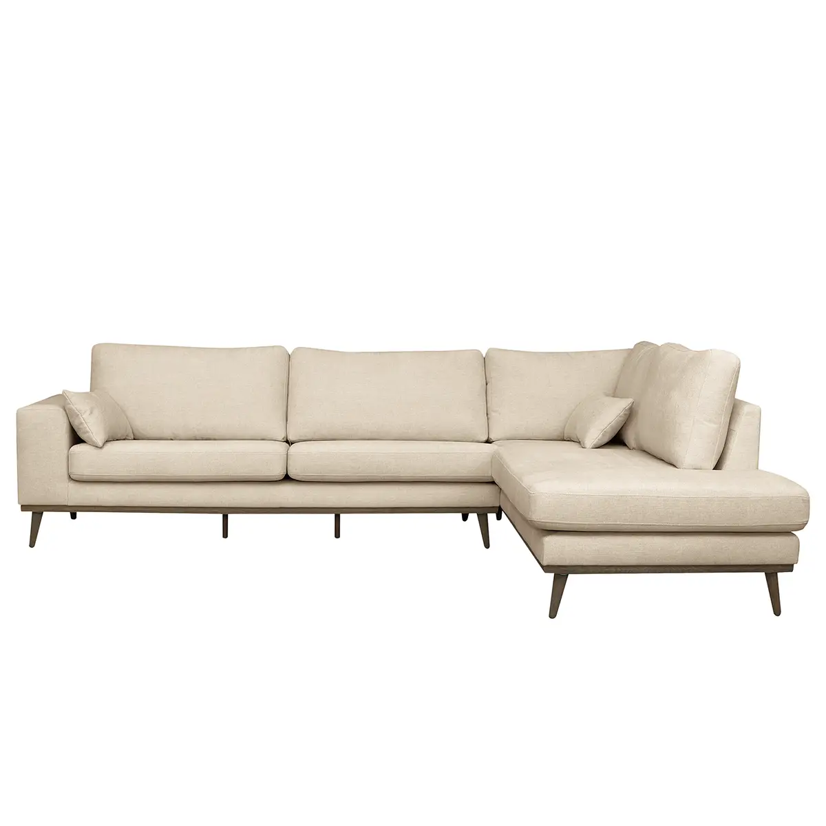 Ecksofa mit Ottomane Beige/Creme Strukturstoff Talta | Beige