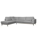 Ecksofa mit Ottomane Grau/Grau Strukturstoff Talta | Grau