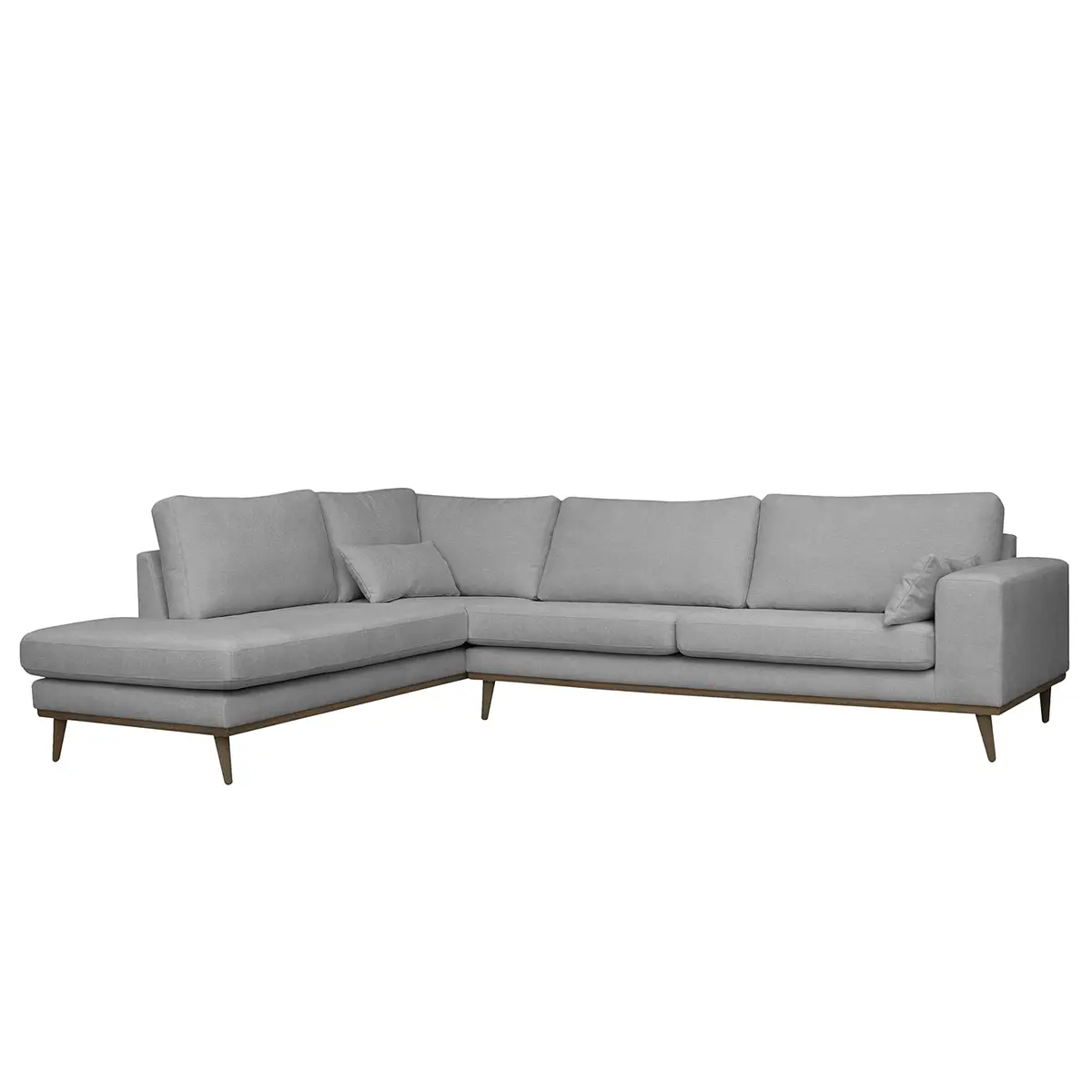 Ecksofa mit Ottomane Grau/Grau Strukturstoff Talta | Grau