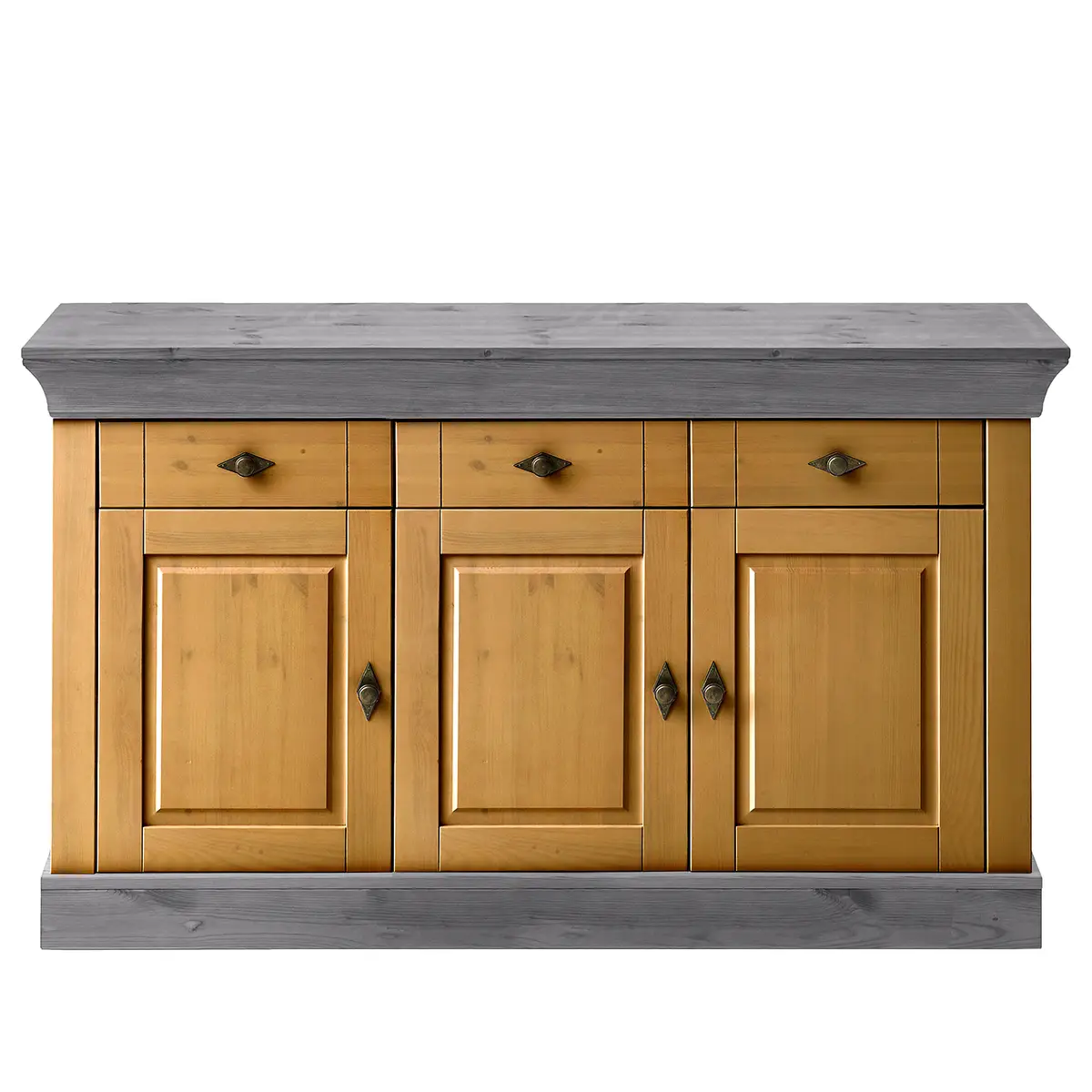 Buffet I 143 x 197 x 45cm Braun/Kiefer Laugenfarbig/Kiefer Grau