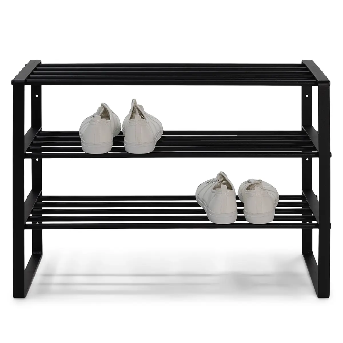 Schuhregal Rex mit 3 Ablagen 70cm Schwarz/Schwarz | Schwarz
