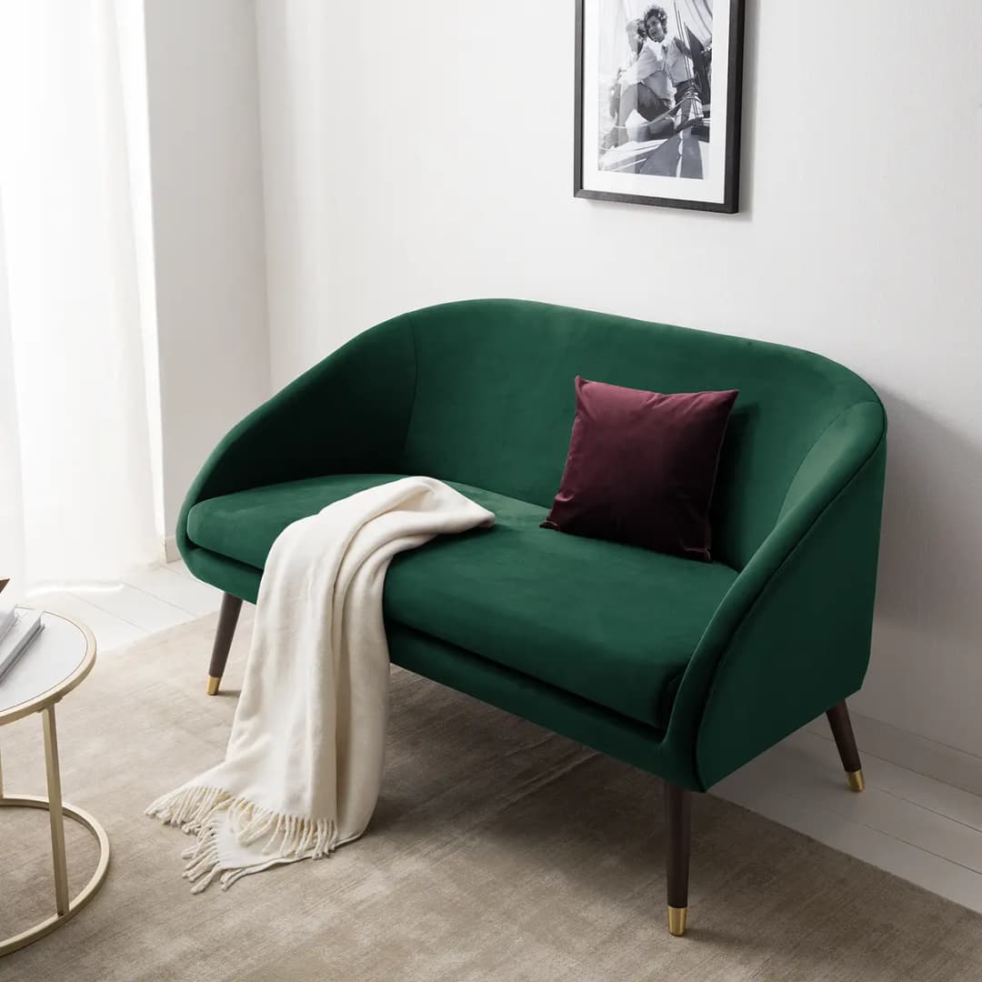 Sofa Volonne 2-Sitzer Grün Samt Ravi | Grün