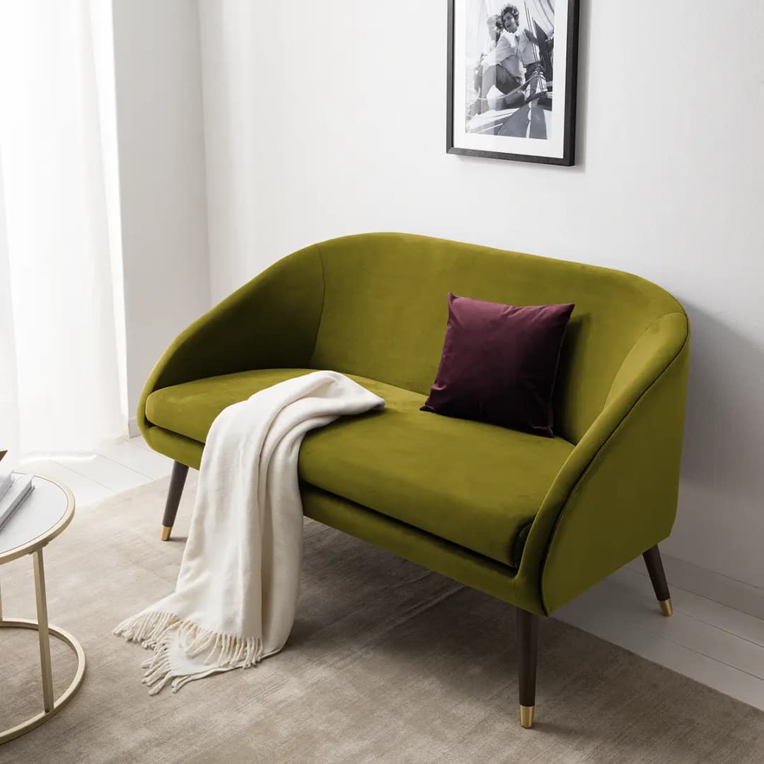 Sofa Volonne 2-Sitzer Grün Samt Ravi | Grün