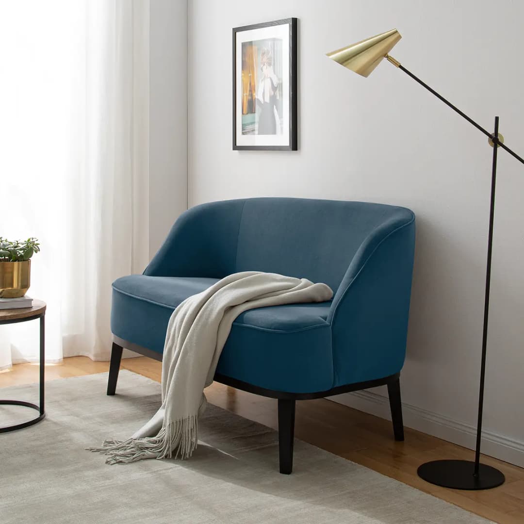 Sofa 2-Sitzer Blau Microfaser Sela | Blau
