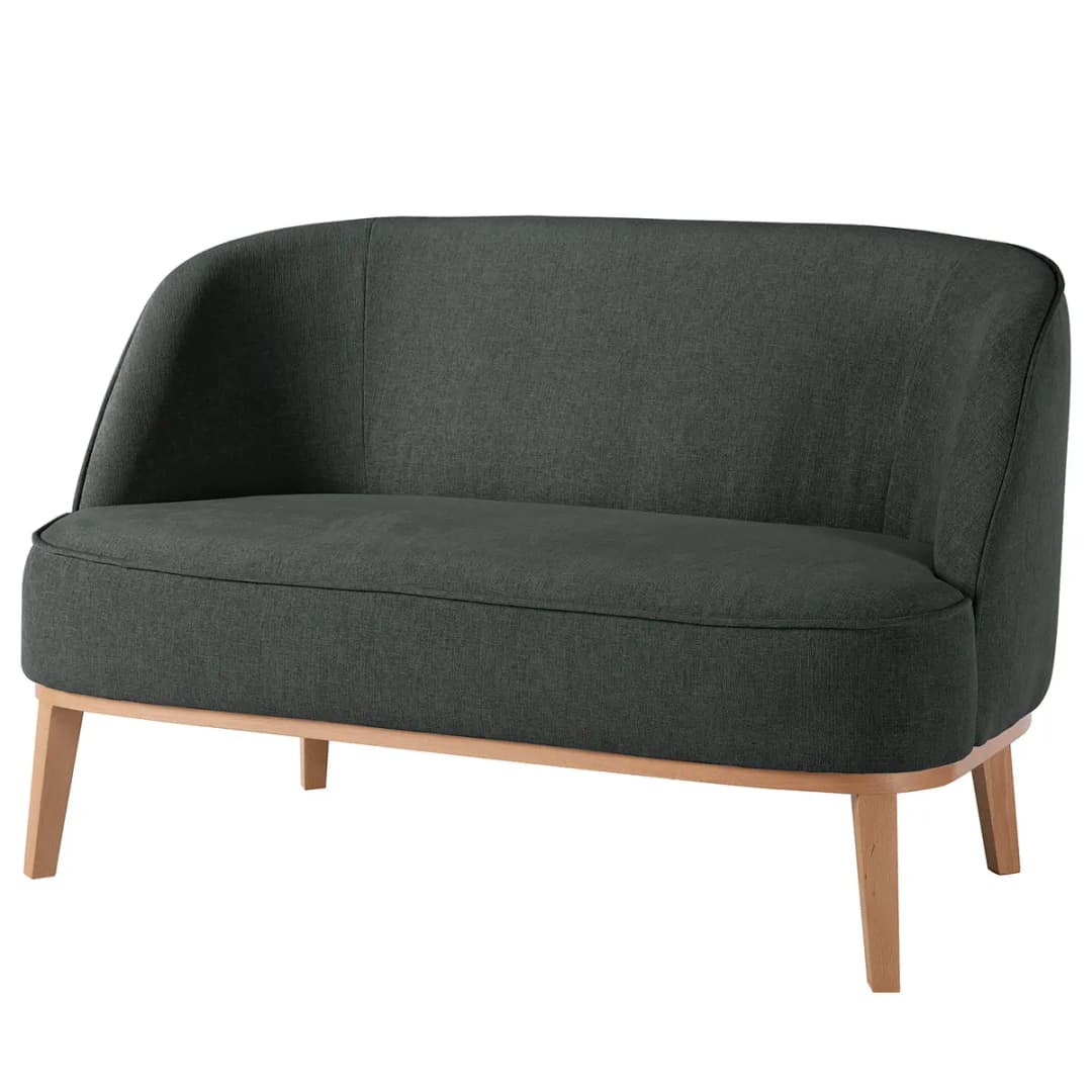 Sofa 2-Sitzer Schwarz Webstoff Nere | Schwarz