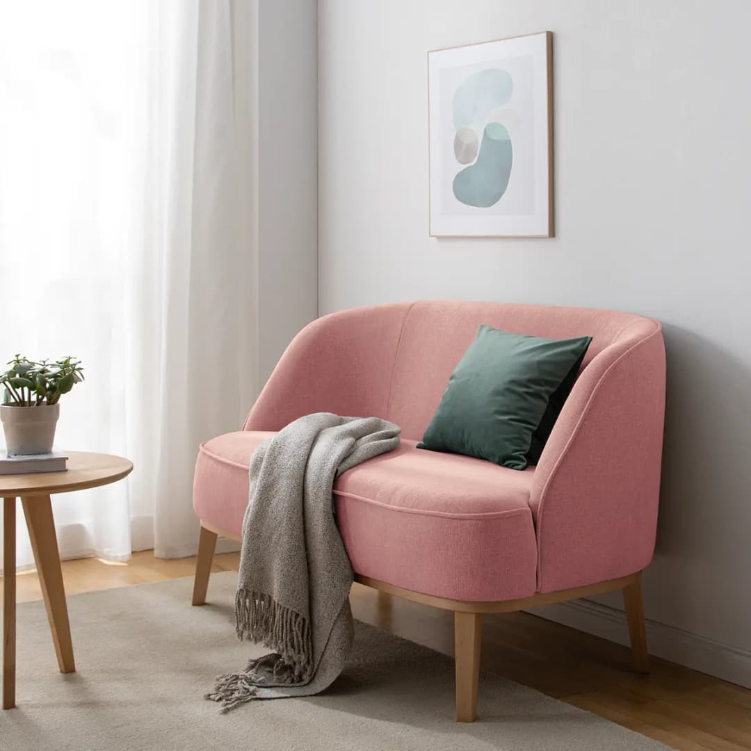 Sofa 2-Sitzer Pink Webstoff Nere | Pink