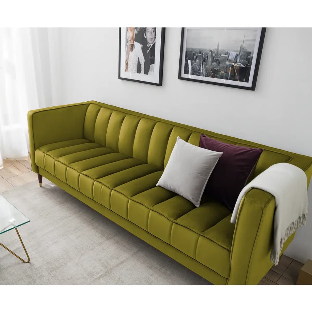 Sofa Suzy 2,5-Sitzer Grün Samt Ravi | Grün