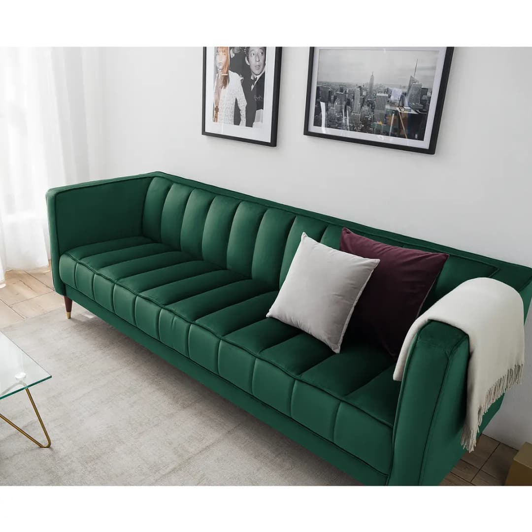 Sofa Suzy 2,5-Sitzer Grün Samt Ravi | Grün