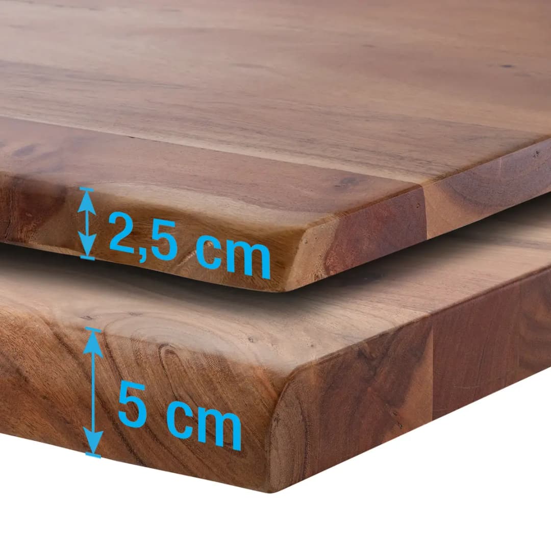 Massiver Baumkanten-Esstisch 200 x 100cm Braun/Akazie Braun