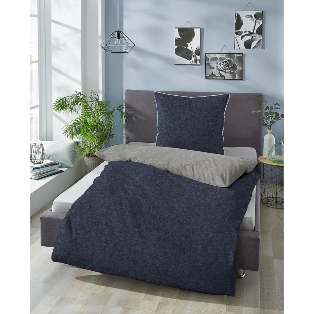 Melange-Flanell Bettwäsche 0840500 | Blau