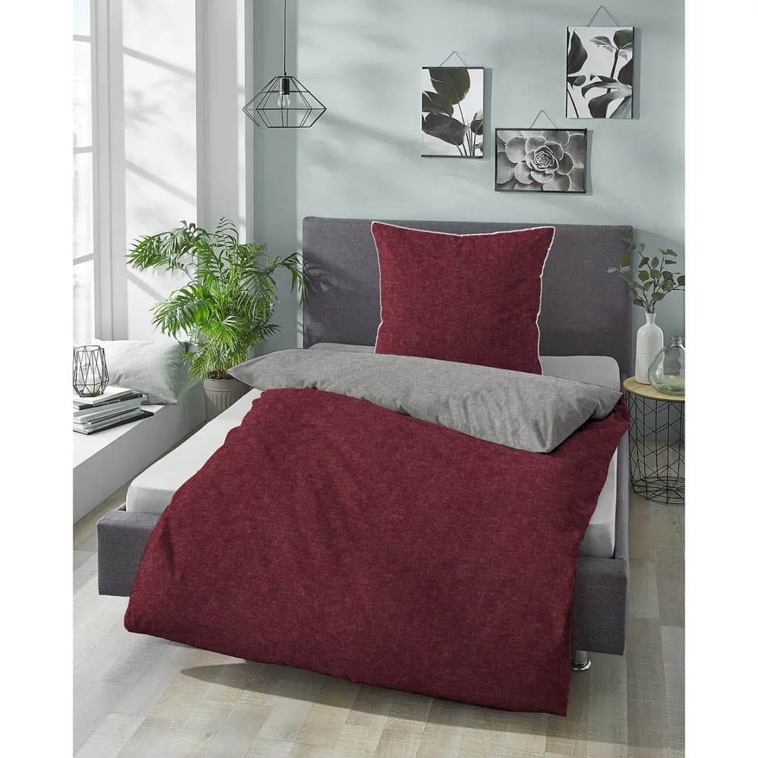 Melange-Flanell Bettwäsche 0840500 | Rot