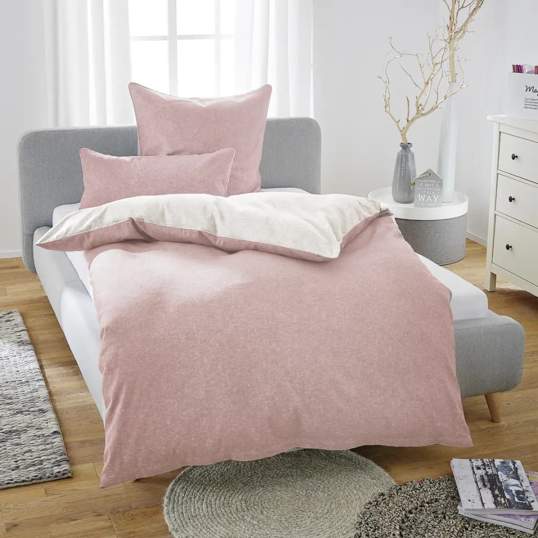 Melange-Flanell Bettwäsche | Rosa