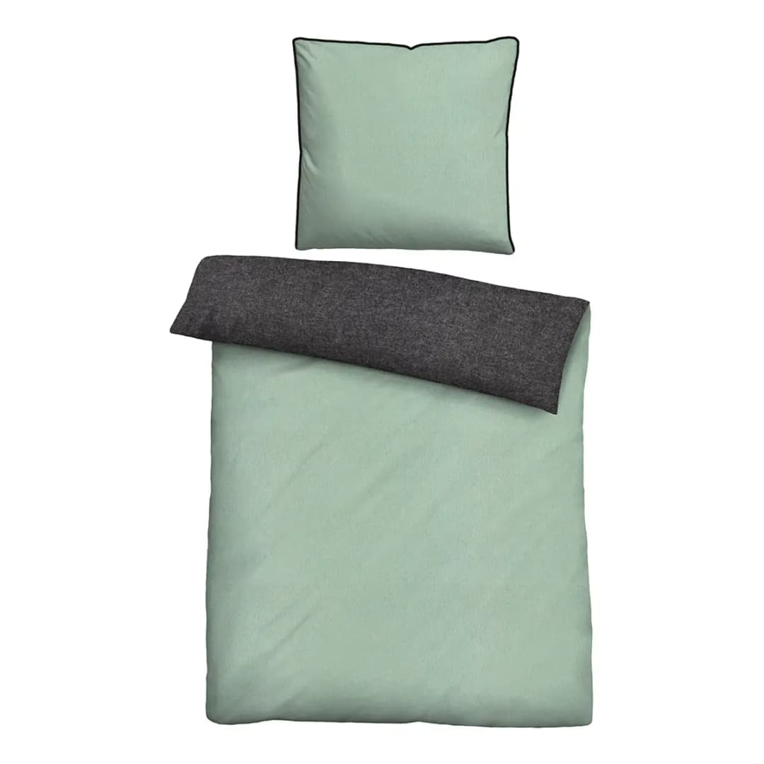 Melange-Flanell Bettwäsche Set | Grün