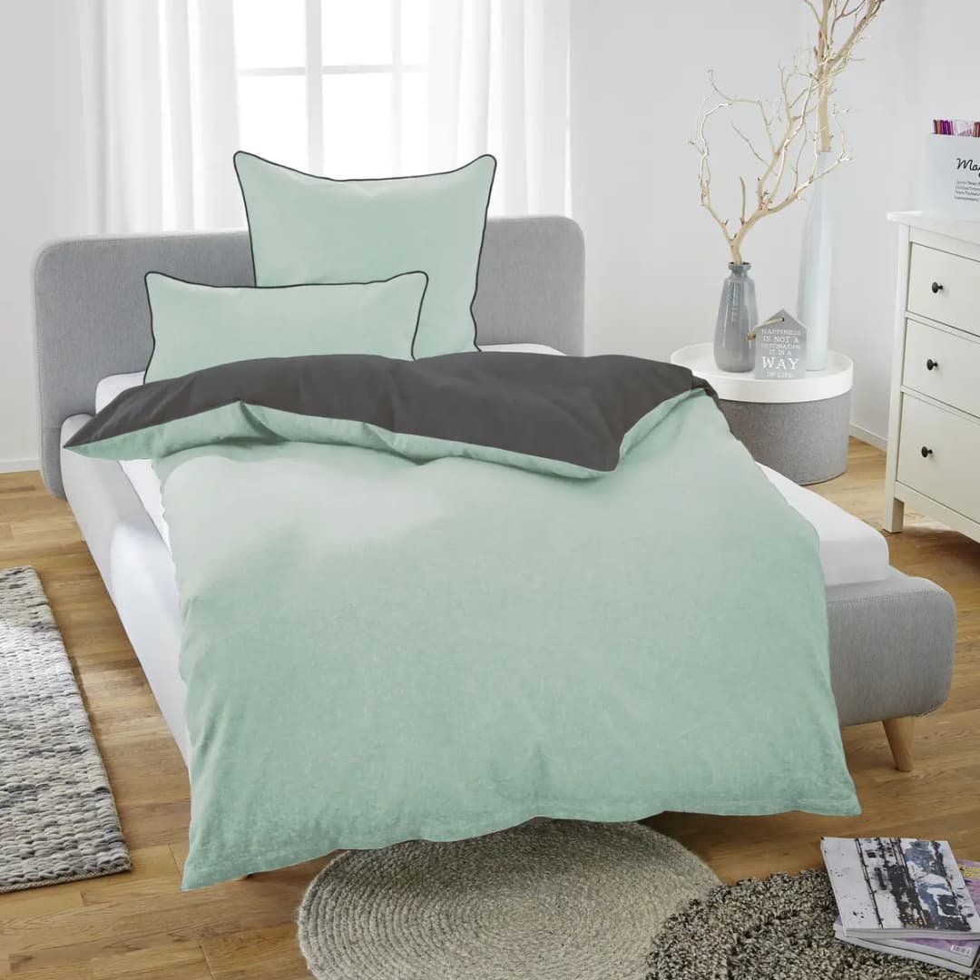 Melange-Flanell Bettwäsche 0840500 | Grün