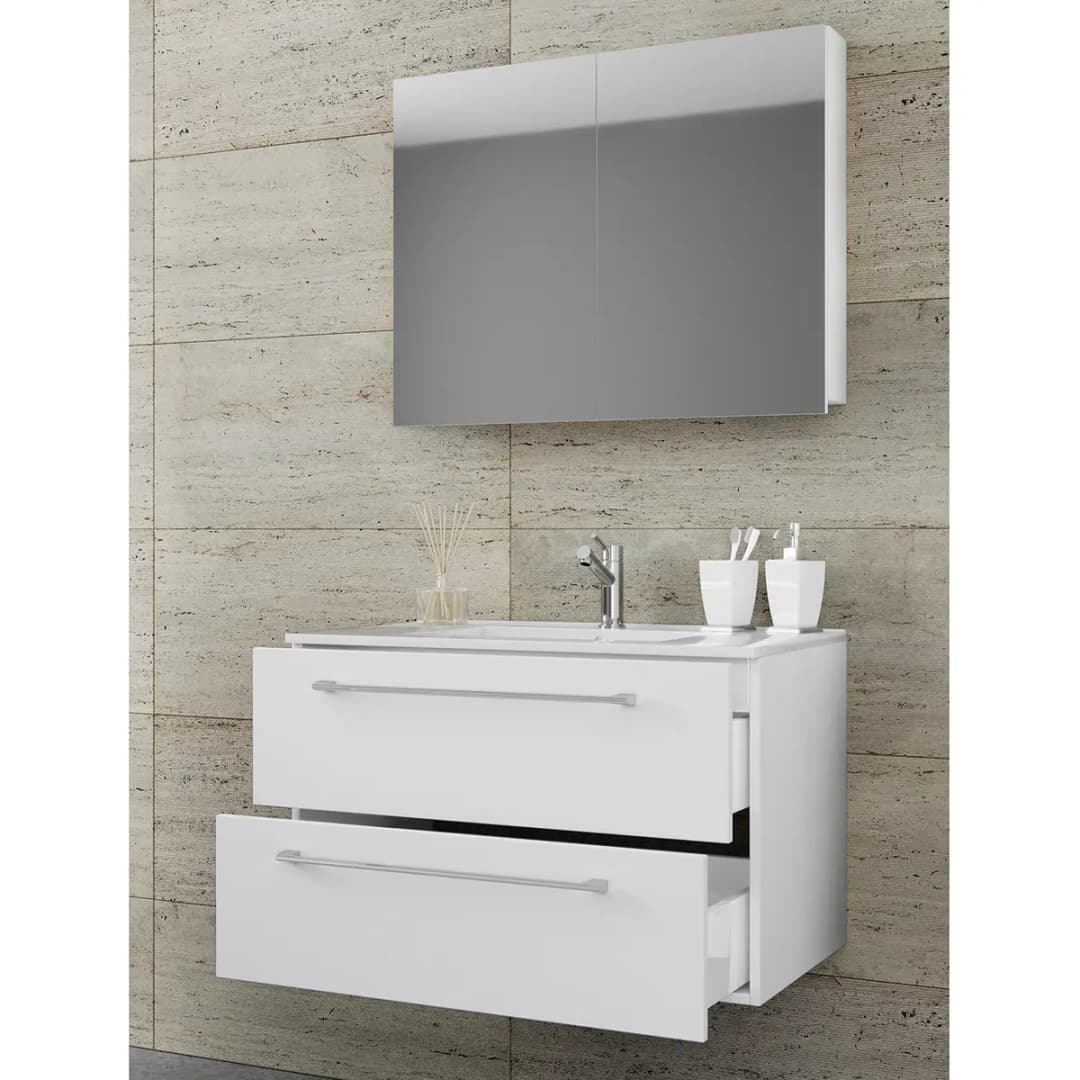 Badezimmerset Muniz II 2-teilig 80cm Weiß/Weiß | Weiß