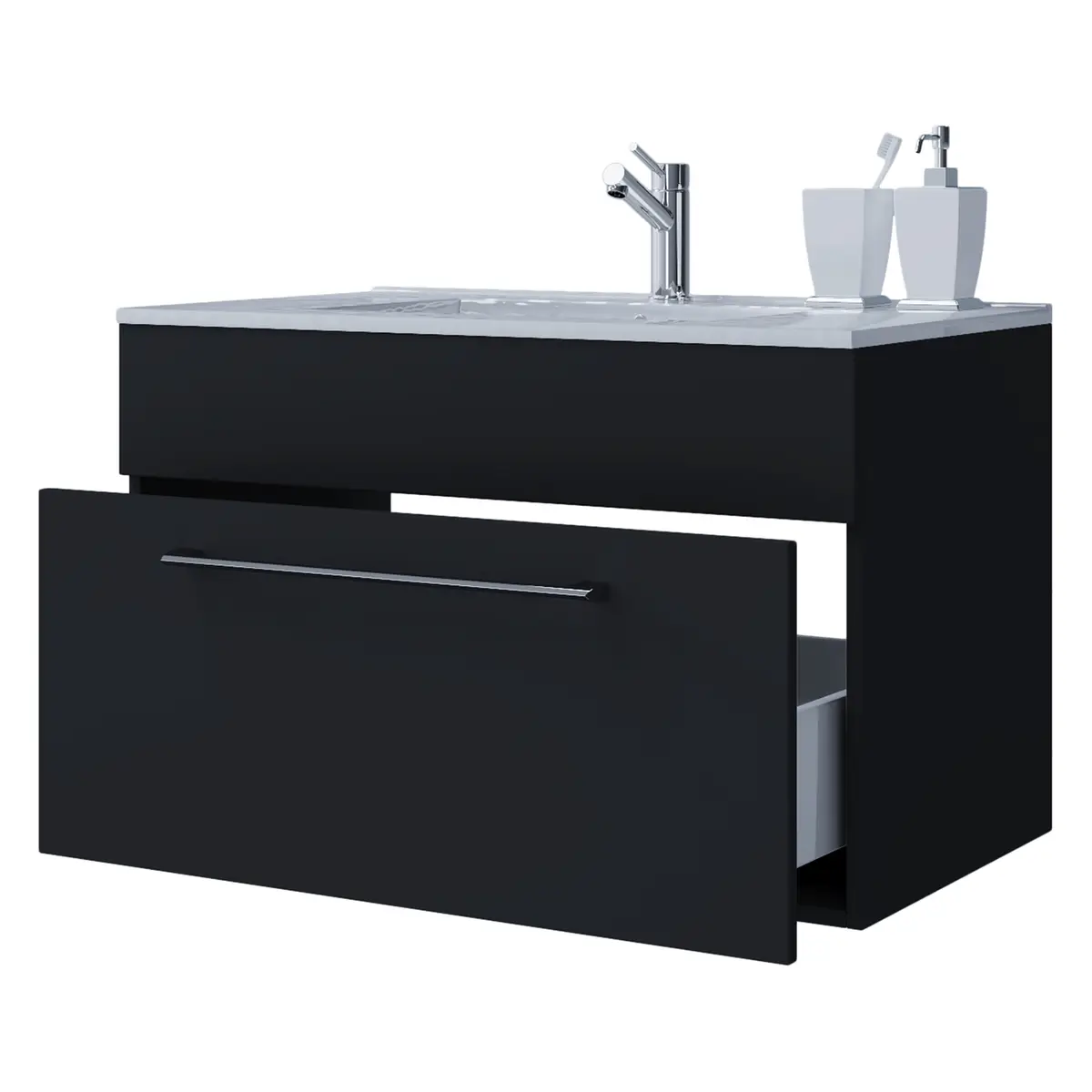 Waschtisch Muniz I 80cm Schwarz/Schwarz | Schwarz