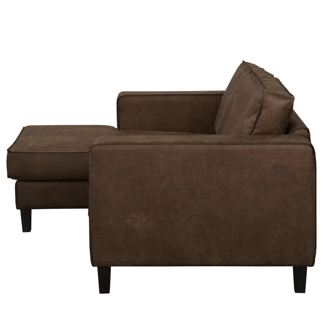 Ecksofa 1-Sitzer mit Longchair | Braun