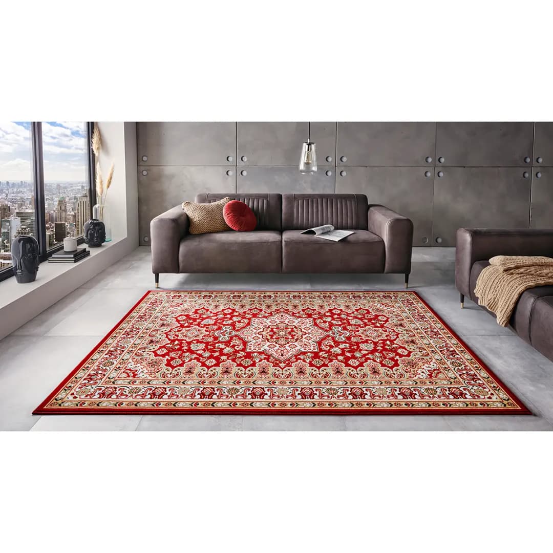 Kurzflorteppich Parun Täbriz Rot/Rot 80 x 150cm Mischgewebe