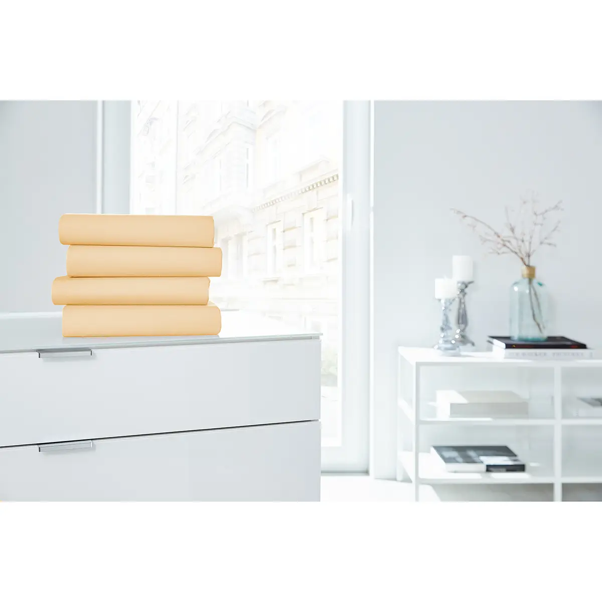 home24 Boxspring-Elastan-Spannbettttuch | Gelb