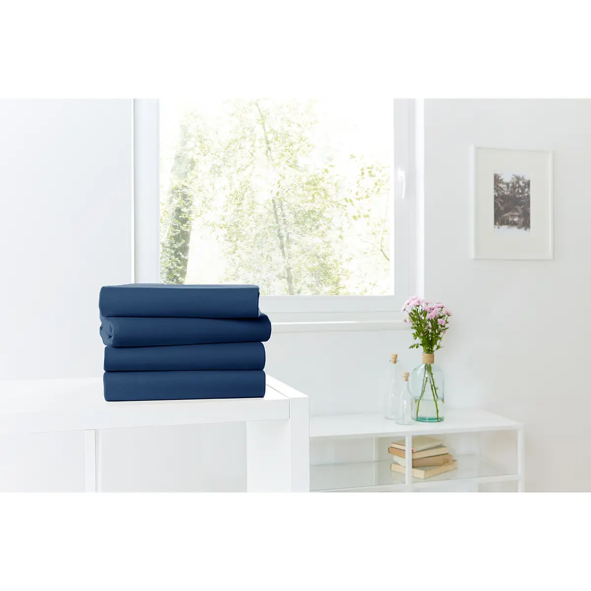Mako-Feinjersey-Spannbetttuch Rioux | Blau