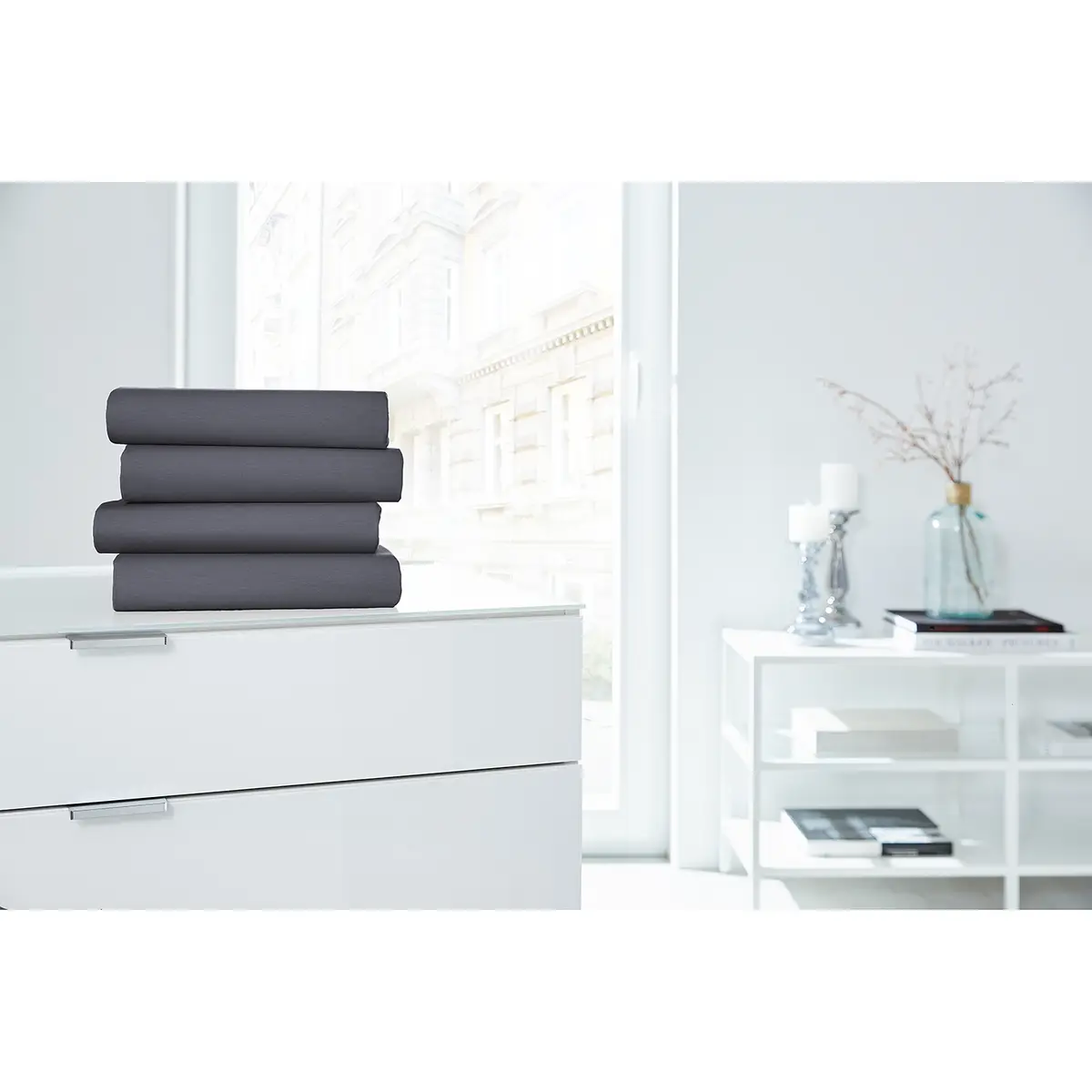 Boxspring-Elastan-Spannbettttuch | Grau