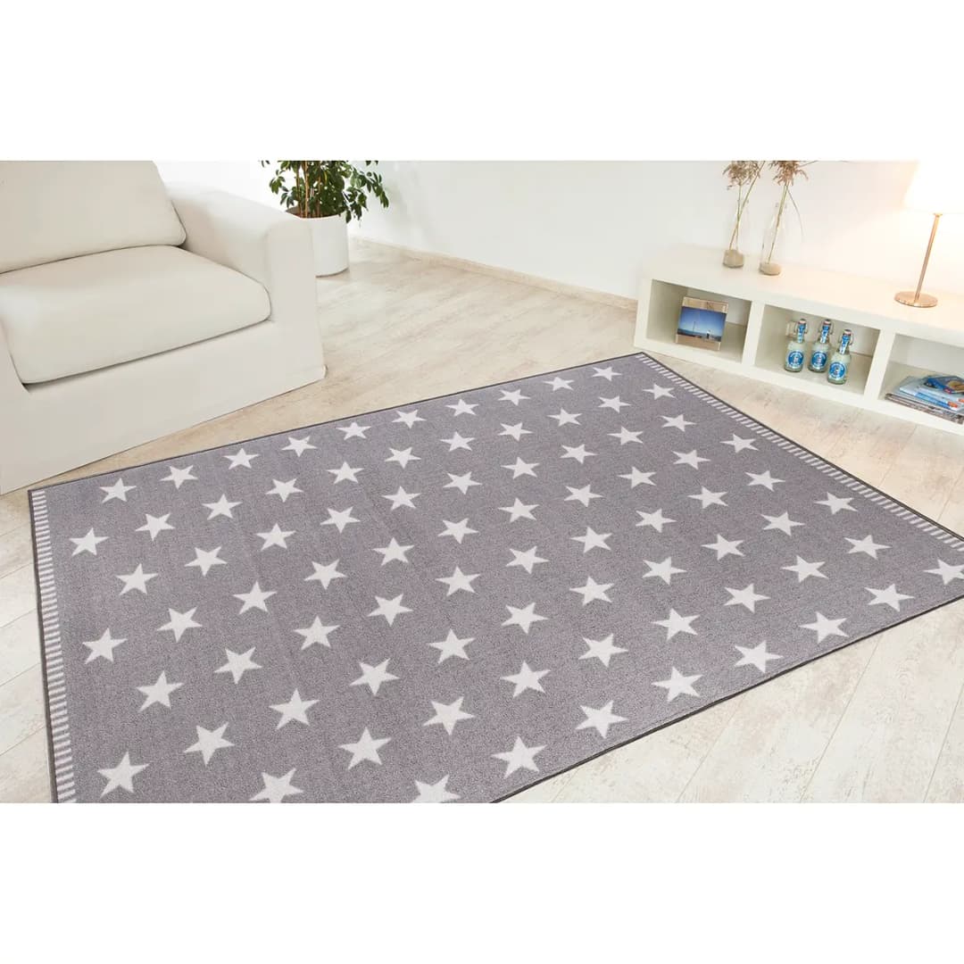 Teppich Sternhimmel Grau 133 x 190cm Kunstfaser | Grau