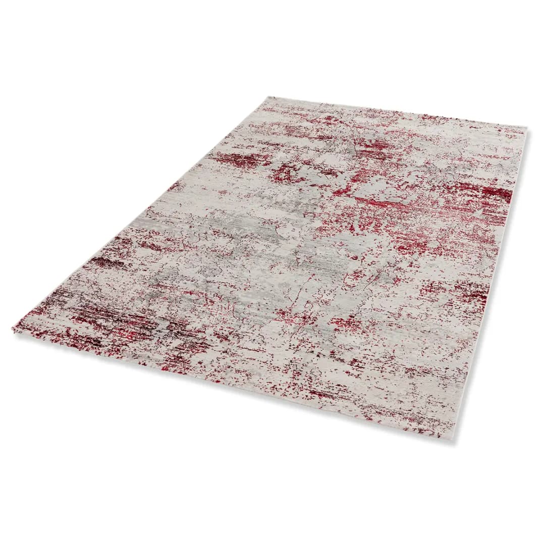 Kurzflorteppich Noa I Beige/Rot/Creme 133 x 190cm Webstoff