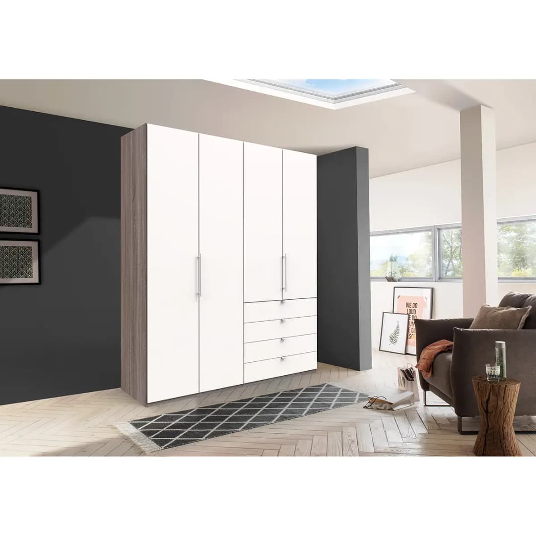 Falttürenschrank I 236cm Schublade rechts | Holztöne