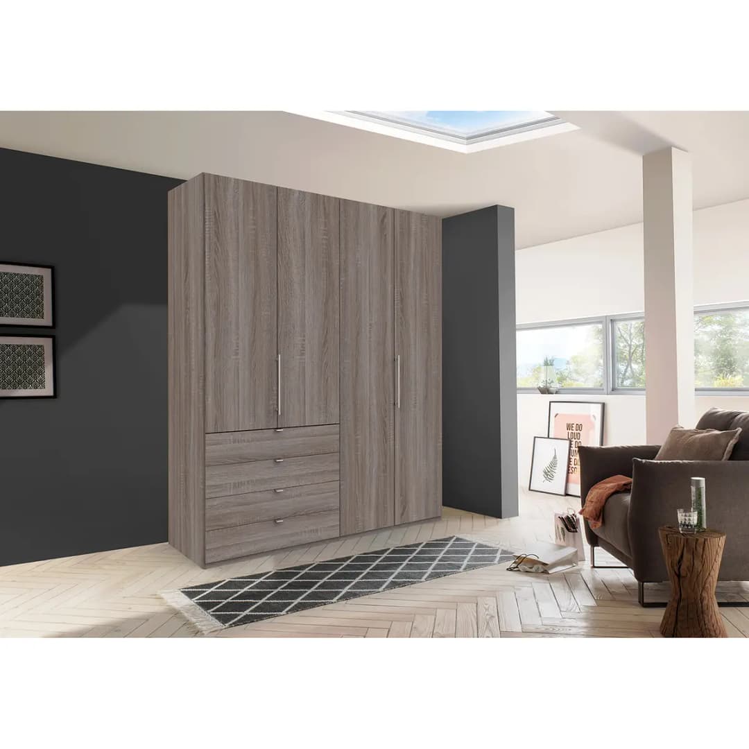 Falttürenschrank I 236cm Schublade links | Braun