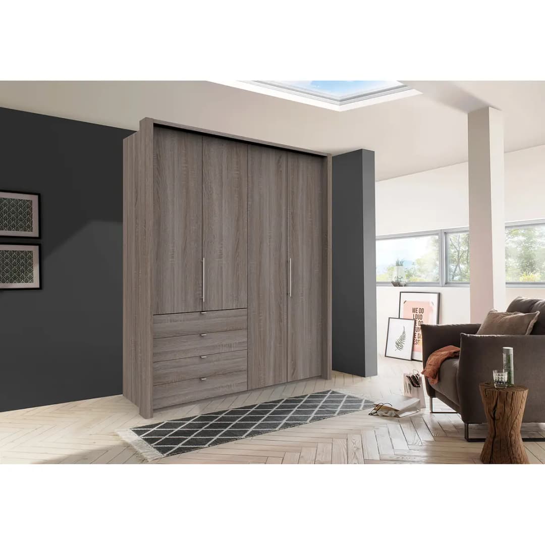 Falttürenschrank I 236cm Schublade links | Braun