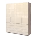 Falttürenschrank II 200 x 236cm Braun/Grau/Trüffeleiche Dekor/Glas