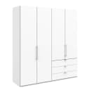 Falttürenschrank I 216cm Schublade rechts Weiß/Weiß | Weiß