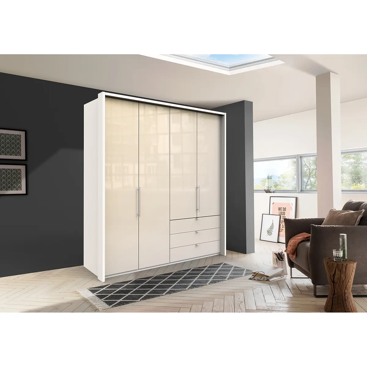 Falttürenschrank | Weiß
