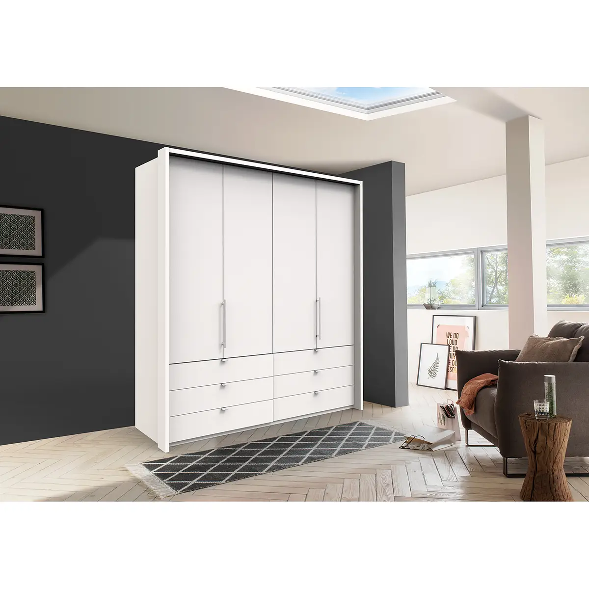 Falttürenschrank II 200 x 216cm Weiß/Weiß | Weiß