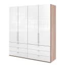 Falttürenschrank II 200 x 216cm Braun/Eiche Sägerau Dekor/Glas Weiß