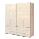 Falttürenschrank II 200 x 216cm Braun/Eiche Sägerau Dekor/Glas | Braun