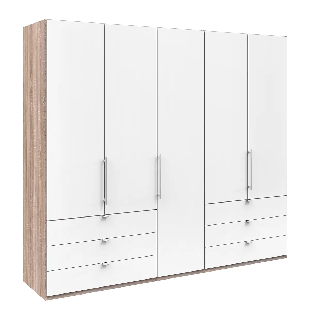 Falttürenschrank IV 250 x 216cm Schublade außen | Braun