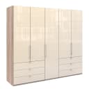 Falttürenschrank IV 250 x 216cm Schublade außen | Braun