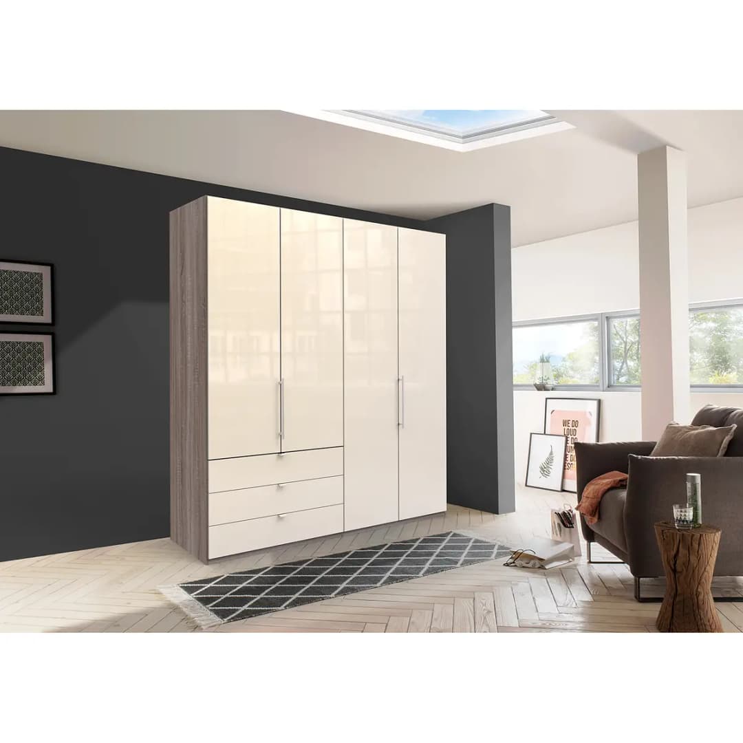 Falttürenschrank I 216cm Schublade links | Braun