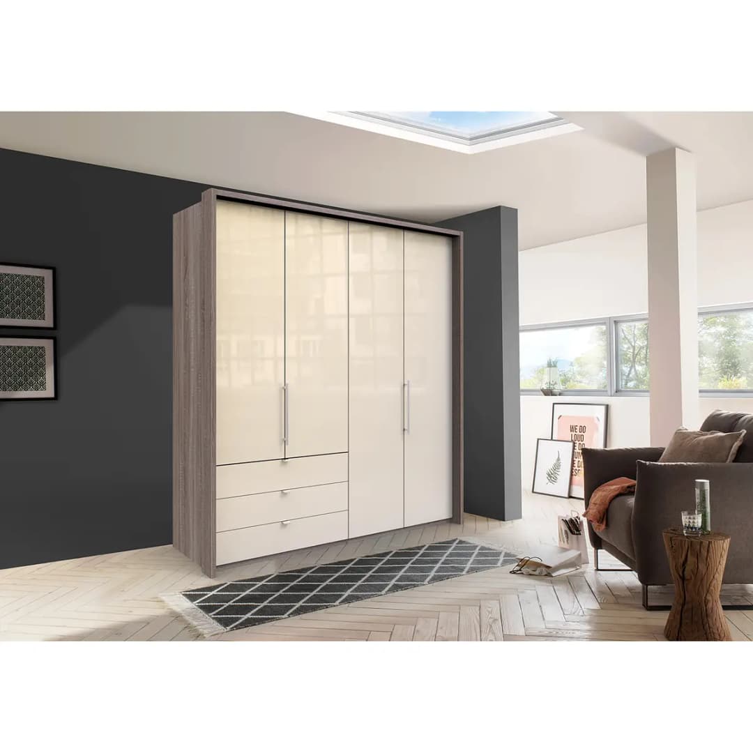 Falttürenschrank I 216cm Schublade links | Braun