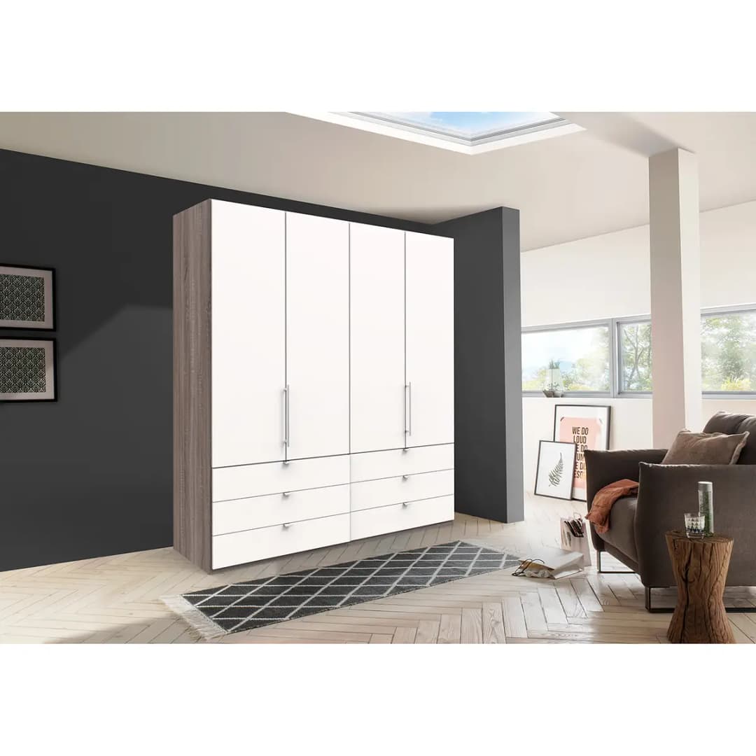 Falttürenschrank II 200 x 216cm Braun/Grau/Trüffeleiche | Holztöne