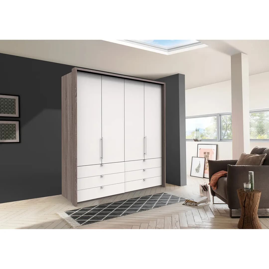 Falttürenschrank II 200 x 216cm Braun/Grau/Trüffeleiche | Holztöne