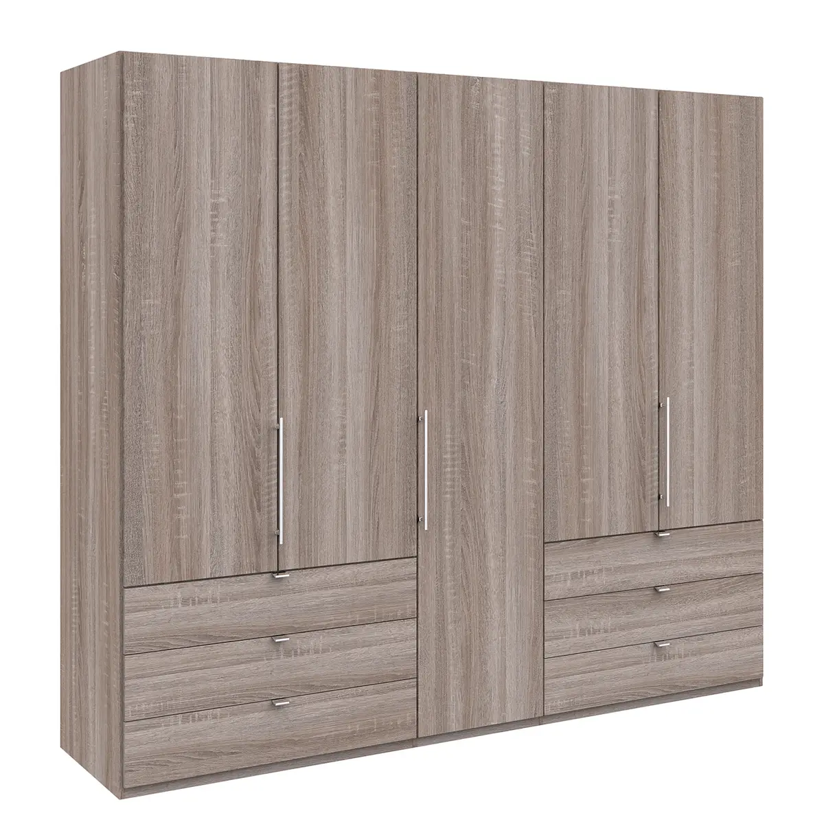 Falttürenschrank IV 250 x 216cm Schublade außen | Braun