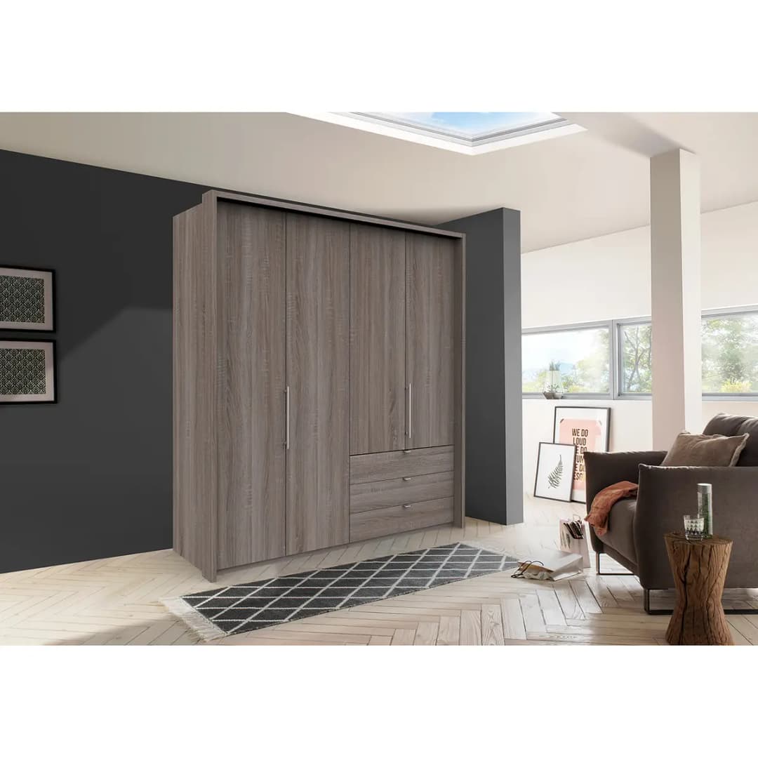 Falttürenschrank I 216cm Schublade rechts | Braun
