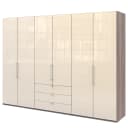 Falttürenschrank III 216cm Braun/Grau/Trüffeleiche Dekor/Glas | Braun